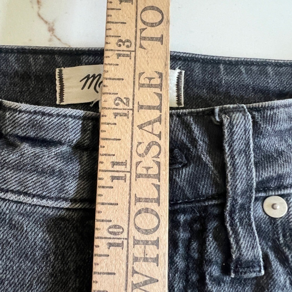 Madewell Jeans Womens 27 Curvy Black Perfect Vintage Straight Raw Hem Dark Denim - Picture 7 of 8